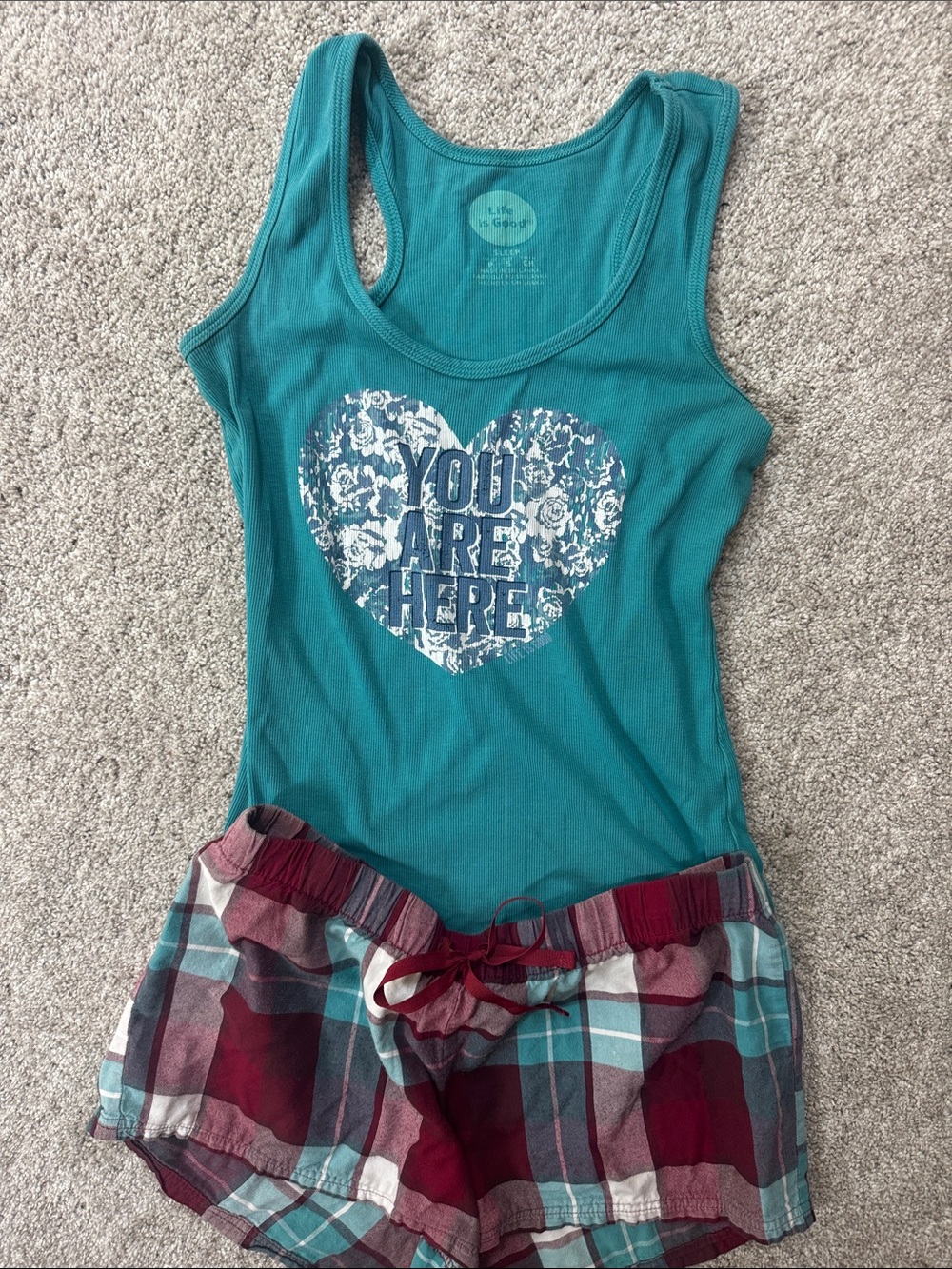 Life Is Good Teal Girls' Tank Top with Floral Heart Graphic